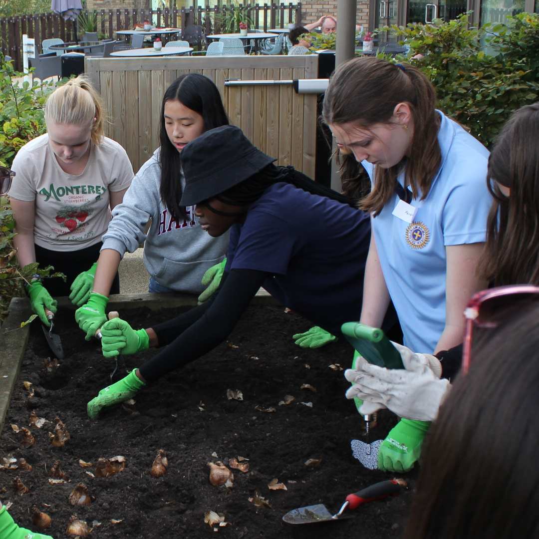 Little Green Change bulb planting event at Thames Hospice, October 2023.
