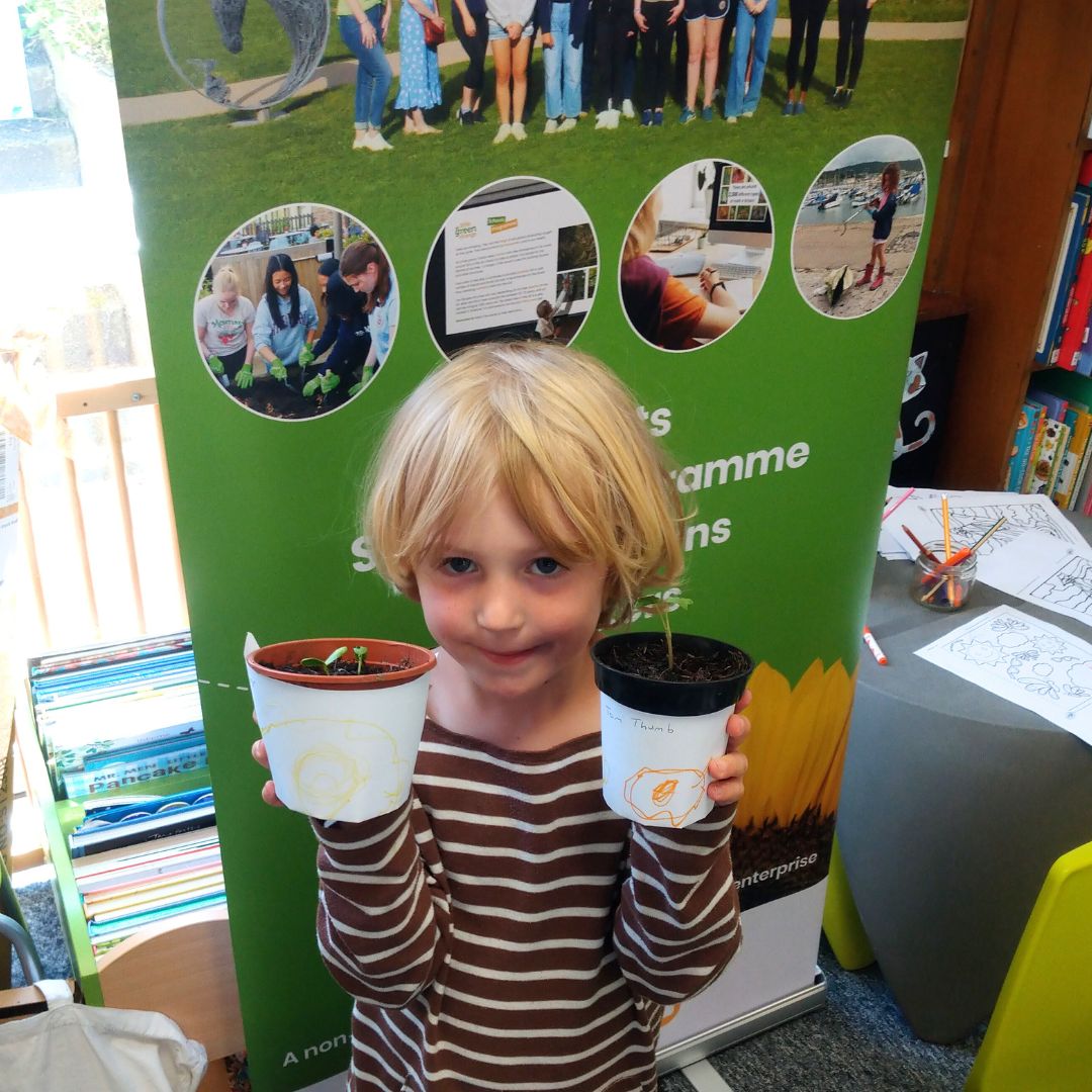 Axminster Library seed sowing activity, 2024, Little Green Change