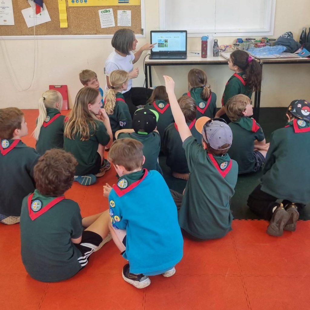 Teaching Cubs (part of the Scouts) about the many benefits of hedgerows.