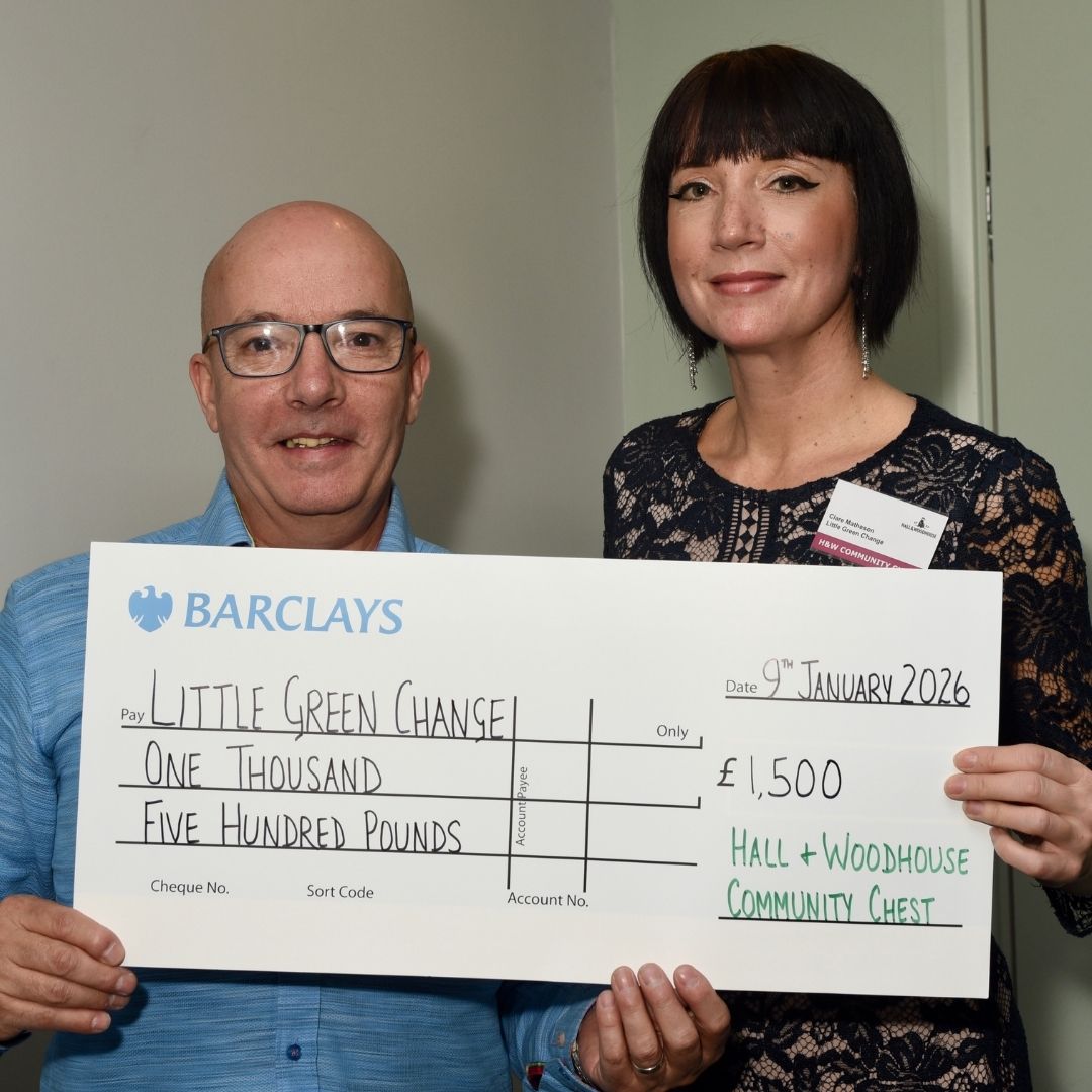 Little Green Change cheque from Hall and Woodhouse, 2026
